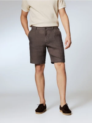 Reserved - Lniane szorty regular fit - brązowy