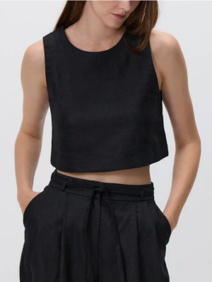 Reserved - Lniany top - czarny