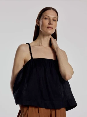 Reserved - Lniany top - granatowy