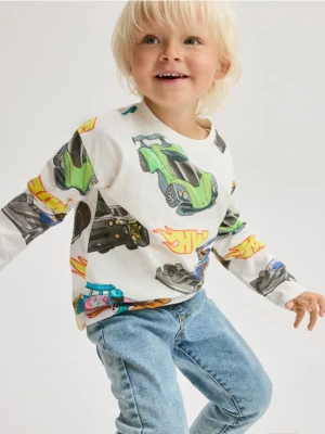 Reserved - Longsleeve Hot Wheels - złamana biel