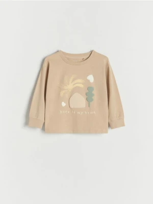 Reserved - Longsleeve oversize - beżowy