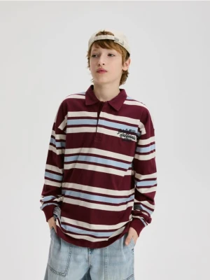 Reserved - Longsleeve polo - bordowy