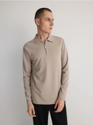 Reserved - Longsleeve polo regular - beżowy