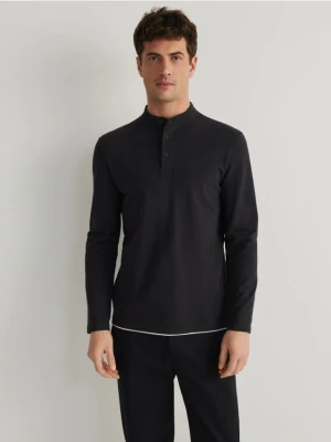 Reserved - Longsleeve polo regular - ciemnoszary