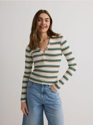 Zdjęcie produktu Reserved - Longsleeve polo w paski - wielobarwny