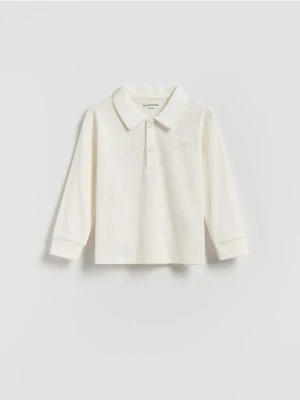 Reserved - Longsleeve polo - złamana biel