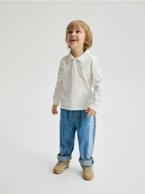 Reserved - Longsleeve polo - złamana biel