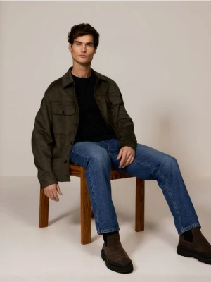 Reserved - Longsleeve regular z przeszyciami - ciemnoszary