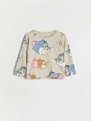 Reserved - Longsleeve Tom i Jerry - kremowy