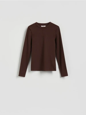 Zdjęcie produktu Reserved - Longsleeve w prążek - ciemnobrązowy