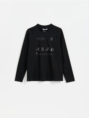 Reserved - Longsleeve z bawełną merceryzowaną - czarny