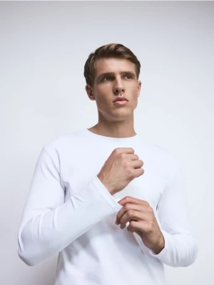 Reserved - Longsleeve z bawełny merceryzowanej - biały
