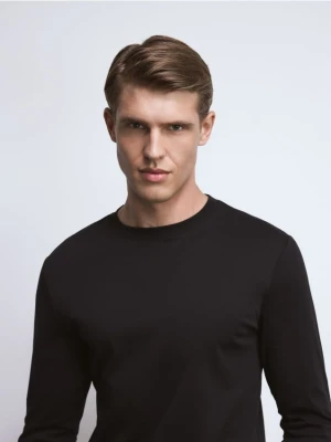Reserved - Longsleeve z bawełny merceryzowanej - czarny