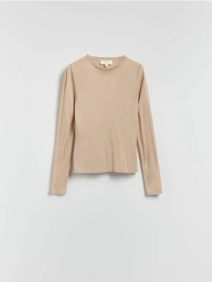 Zdjęcie produktu Reserved - Longsleeve z dodatkiem kaszmiru - beżowy
