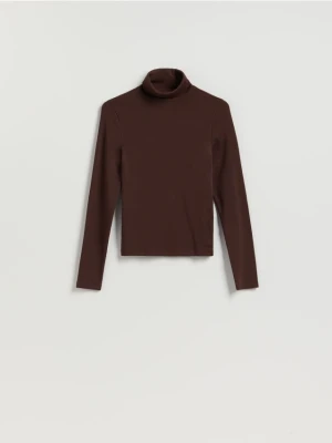Reserved - Longsleeve z golfem - ciemnobrązowy