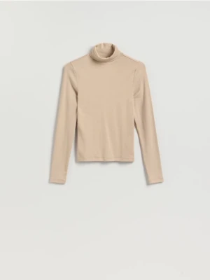 Reserved - Longsleeve z golfem - kremowy