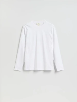 Reserved - Longsleeve z merceryzowanej bawełny - biały