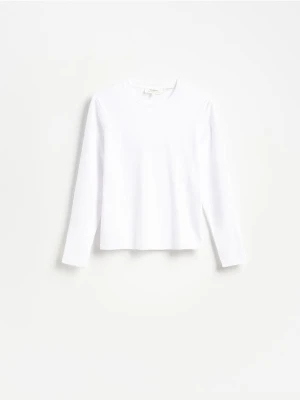 Reserved - Longsleeve z merceryzowanej bawełny - biały