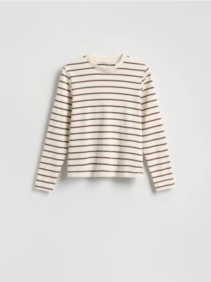 Reserved - Longsleeve z merceryzowanej bawełny - brązowy