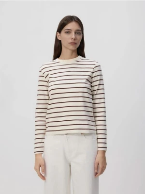 Reserved - Longsleeve z merceryzowanej bawełny - brązowy