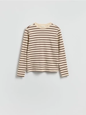 Reserved - Longsleeve z merceryzowanej bawełny - brązowy