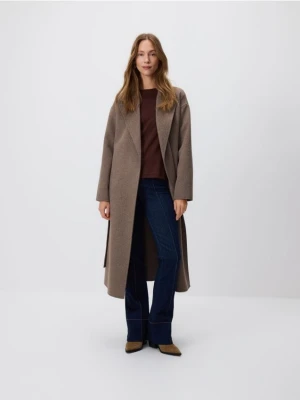 Reserved - Longsleeve z merceryzowanej bawełny - ciemnobrązowy