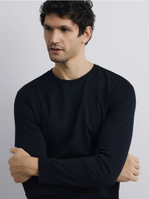 Reserved - Longsleeve z merceryzowanej bawełny - czarny