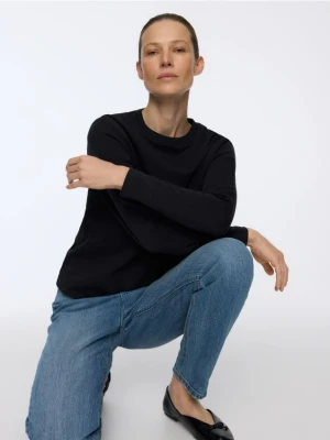 Reserved - Longsleeve z merceryzowanej bawełny - czarny