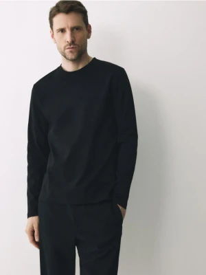 Reserved - Longsleeve z merceryzowanej bawełny - czarny