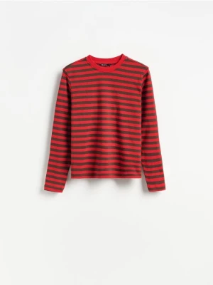 Reserved - Longsleeve z merceryzowanej bawełny - czerwony