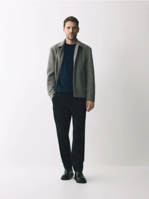 Reserved - Longsleeve z merceryzowanej bawełny - granatowy