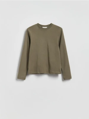 Reserved - Longsleeve z merceryzowanej bawełny - jasny zielony