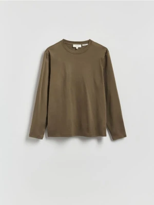 Reserved - Longsleeve z merceryzowanej bawełny - zielony