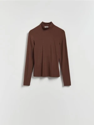 Reserved - Longsleeve z modalu - ciemnobrązowy