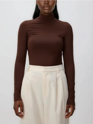 Reserved - Longsleeve z modalu - ciemnobrązowy