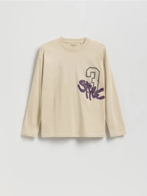 Reserved - Longsleeve z nadrukiem - beżowy