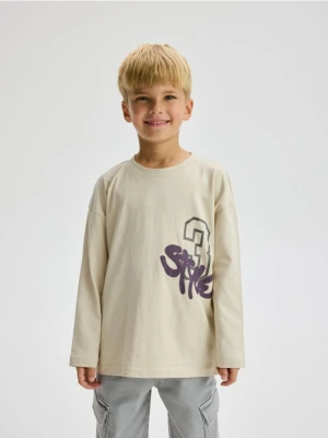 Reserved - Longsleeve z nadrukiem - beżowy