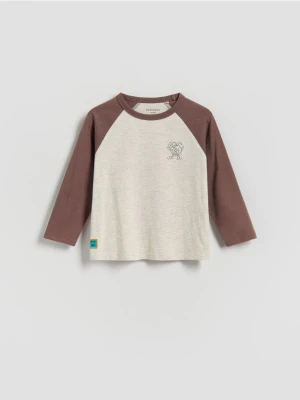 Reserved - Longsleeve z nadrukiem - beżowy