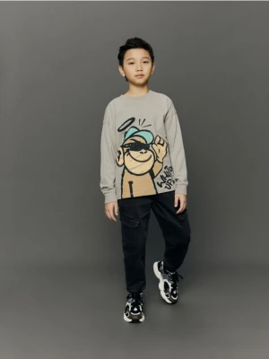 Reserved - Longsleeve z nadrukiem - beżowy