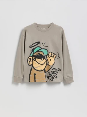 Reserved - Longsleeve z nadrukiem - beżowy