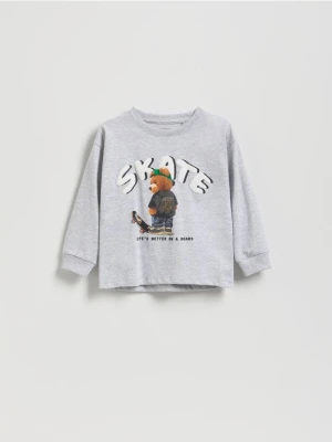 Reserved - Longsleeve z nadrukiem - ciemnoszary