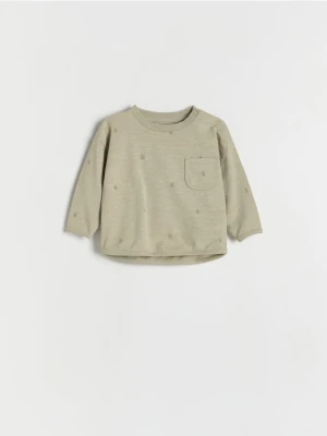 Reserved - Longsleeve z nadrukiem - ciemnozielony