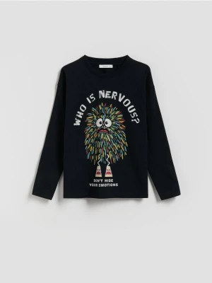 Reserved - Longsleeve z nadrukiem - czarny