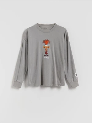 Reserved - Longsleeve z nadrukiem Inside Out - ciemnoszary