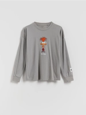 Reserved - Longsleeve z nadrukiem Inside Out - ciemnoszary