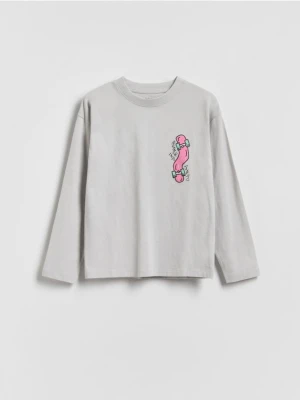 Reserved - Longsleeve z nadrukiem - jasnoszary