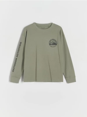 Reserved - Longsleeve z nadrukiem - oliwkowy