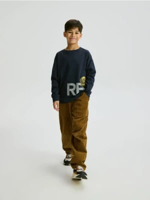 Reserved - Longsleeve z nadrukiem reflective - czarny