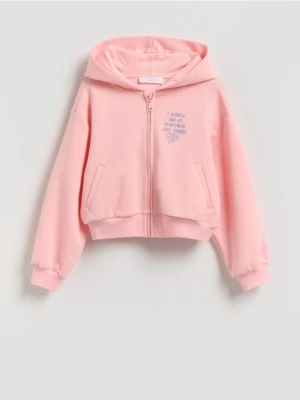 Reserved - Luźna bluza z kapturem - brzoskwiniowy