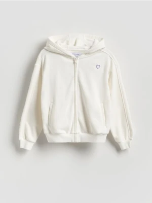 Reserved - Luźna bluza z kapturem - złamana biel